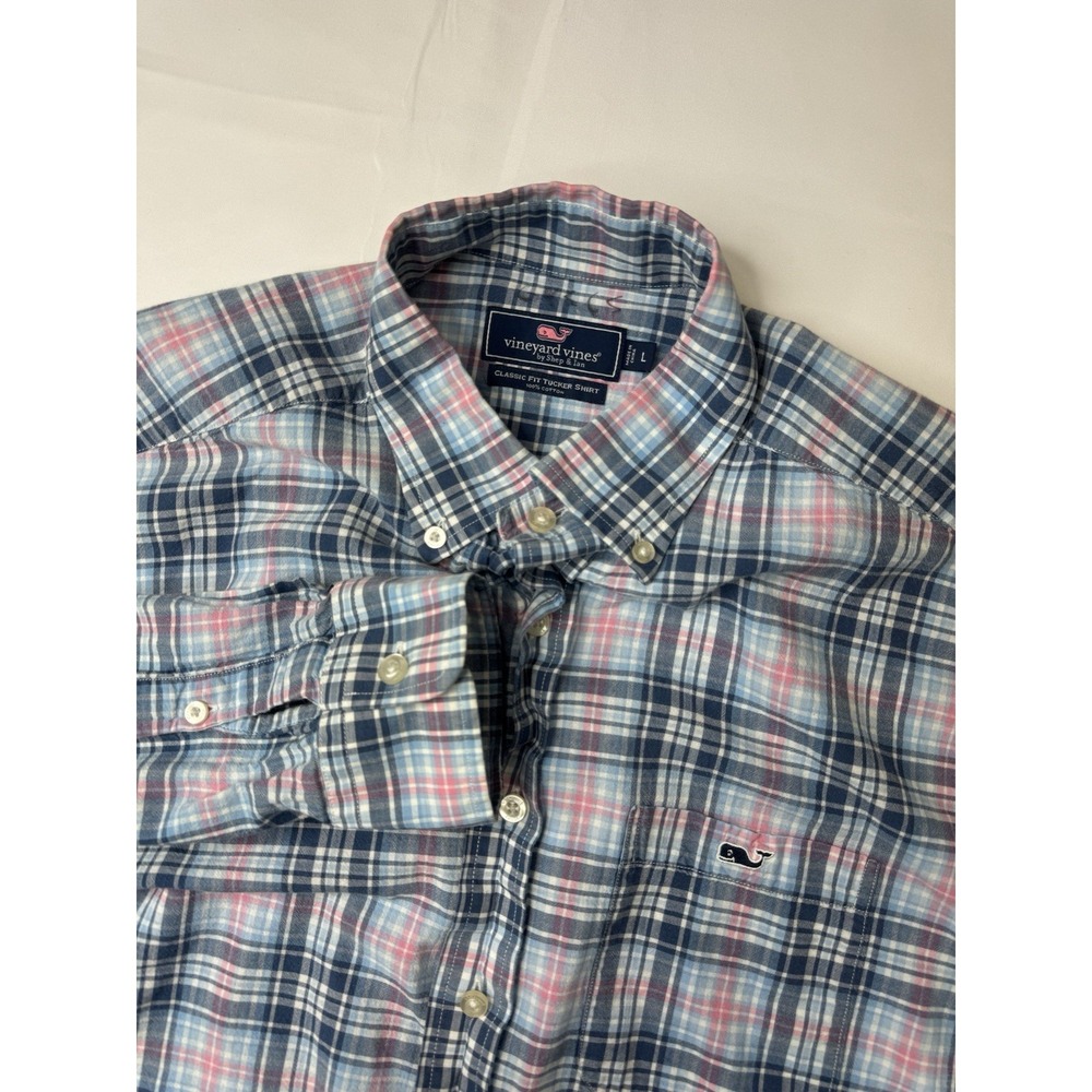 Vineyard Vines Performance Tucker Shirt Mens M Classic Fit Blue Nylon Spandex